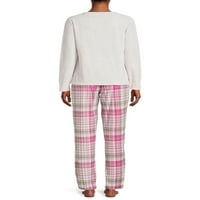 Глория Вандербилт дамски и дамски плюс Дълъг ръкав риза и панталони пижама комплект, 2-парче