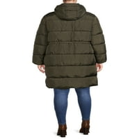 Париж жените Плюс размер дълго пухкаво палто с качулка