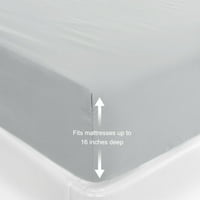 Уникални Изгодни Сделки Полиран Микрофибър Монтиран Лист Легло Покритие Сиво Пълен