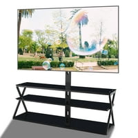 Телевизор с 3-слойна въртяща се стъклена подова стойка с монтиране, развлекателен център и регулируема по