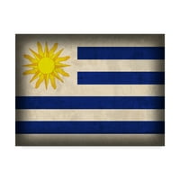 Марка изобразително изкуство 'Уругвай затруднен флаг' платно изкуство от червени Атлас дизайни
