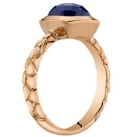 Ораво 2. КТ възглавница нарязани създаде син сапфир пасианс пръстен в 14к Розово злато