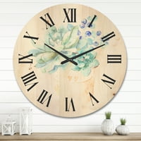 Дизайнарт 'сочно цвете в Теракота Клипот' традиционен дървен стенен часовник