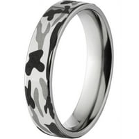 Плосък титанов пръстен с черно-бял лазерен модел