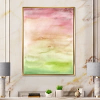 Абстрактен Залез с Розово зелено и бежово рамка живопис платно Арт Принт