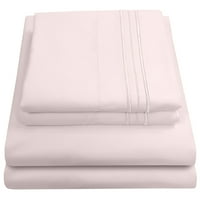 Оливия клон нишка брой микрофибър легло лист комплект РВ кралица-бледо розово