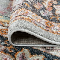 Традиционна зона килим ориенталски сив, крем хол лесен за почистване