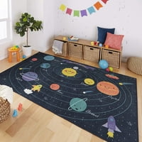 Мохак дом призматична планета система мулти съвременна тема Деца точност печатни площ килим, 5 'х8', флот