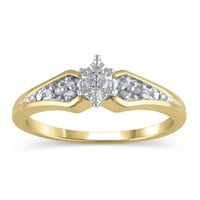 Карат Т. У. дръж ръката ми диамантен обещаващ пръстен в Стерлингово Сребро с покритие от 18К жълто злато,