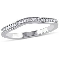 Т. в. диамантен 14кт бял златен полу-вечен сватбен пръстен