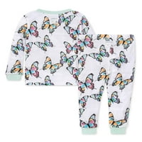 Бърт пчели Бебе Бебе момиче & малко момиче пижама плътно годни органичен памук дълъг ръкав пижама, два комплекта