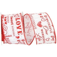 Хартиена панделка за Свети Валентин, любов, бяло червено, 2.5 в 10д, 1 пакет