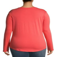 Тера & Скай жените Плюс размер всеки ден от съществено значение Дълъг ръкав в-врата тениска. Пакет