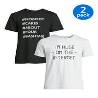 Хумор Мъже & големи мъже социални медии хаштагове & Огромни в интернет къс ръкав графични тениски, 2-пакет,
