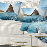 Дизайнарт лед и скали на езерото Байкал - възглавница за хвърляне на морски пейзаж-12х20